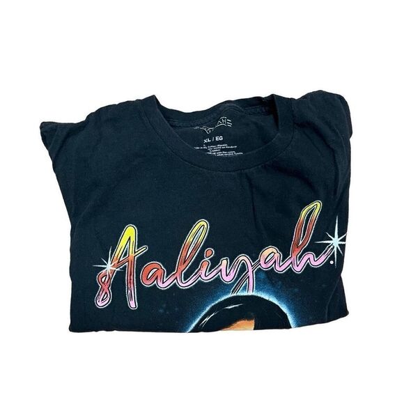 Aaliyah Womens Short Sleeve Crew Neck Aaliyah Portrait Graphic T-Shirt Black XL - Picture 2 of 7